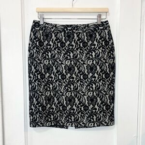 Worthington Women’s Black Floral Lace Straight Pencil Skirt, Size 6